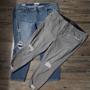 Torrid Bombshell Skinny Jeans Women Size 26 Soft Distressed Gray And Blue Jeans